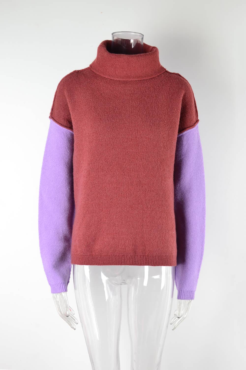 Patchwork Fashion Knit Turtleneck Sweater