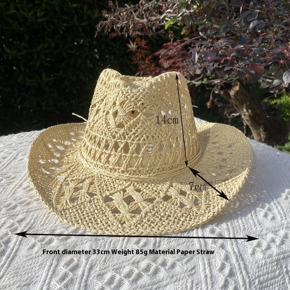 Retro flat top sunshade woven straw hat for women_CWAH3397