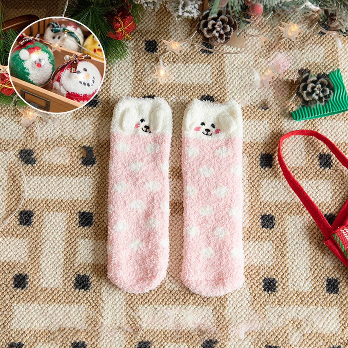 SANTA CLAUS FUZZY CHRISTMAS SOCKS GIFTS FOR WOMEN