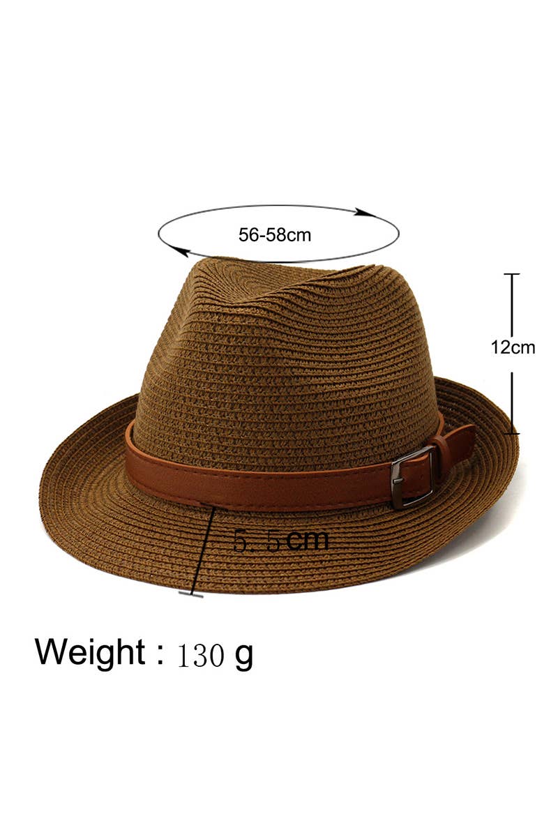 DANDY BELT SUMMER STRAW FEDORA HAT_CWAH0450