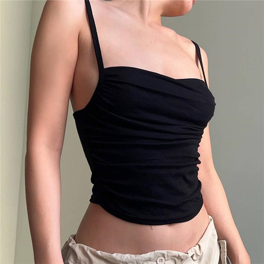 Fashion sexy minimalist sleeveless crop top