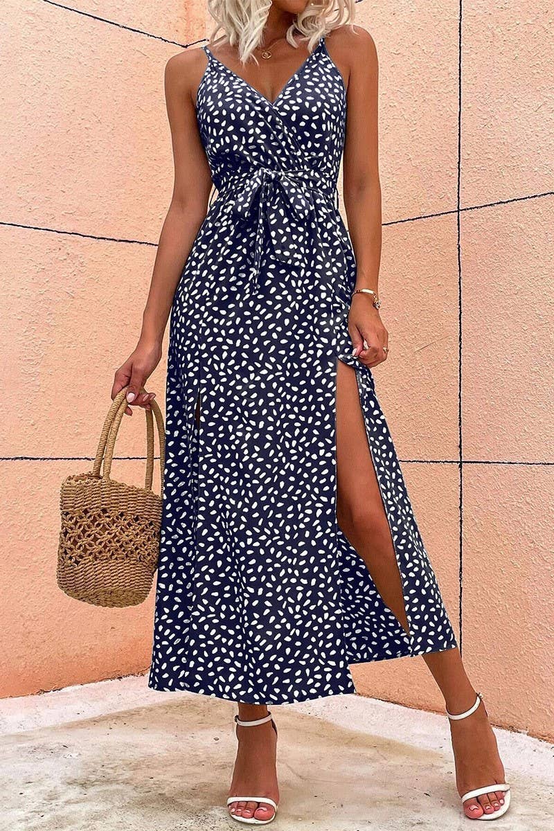 CWDHL0875_HOLIDAY CASUAL FLORAL SUSPENDER DRESS