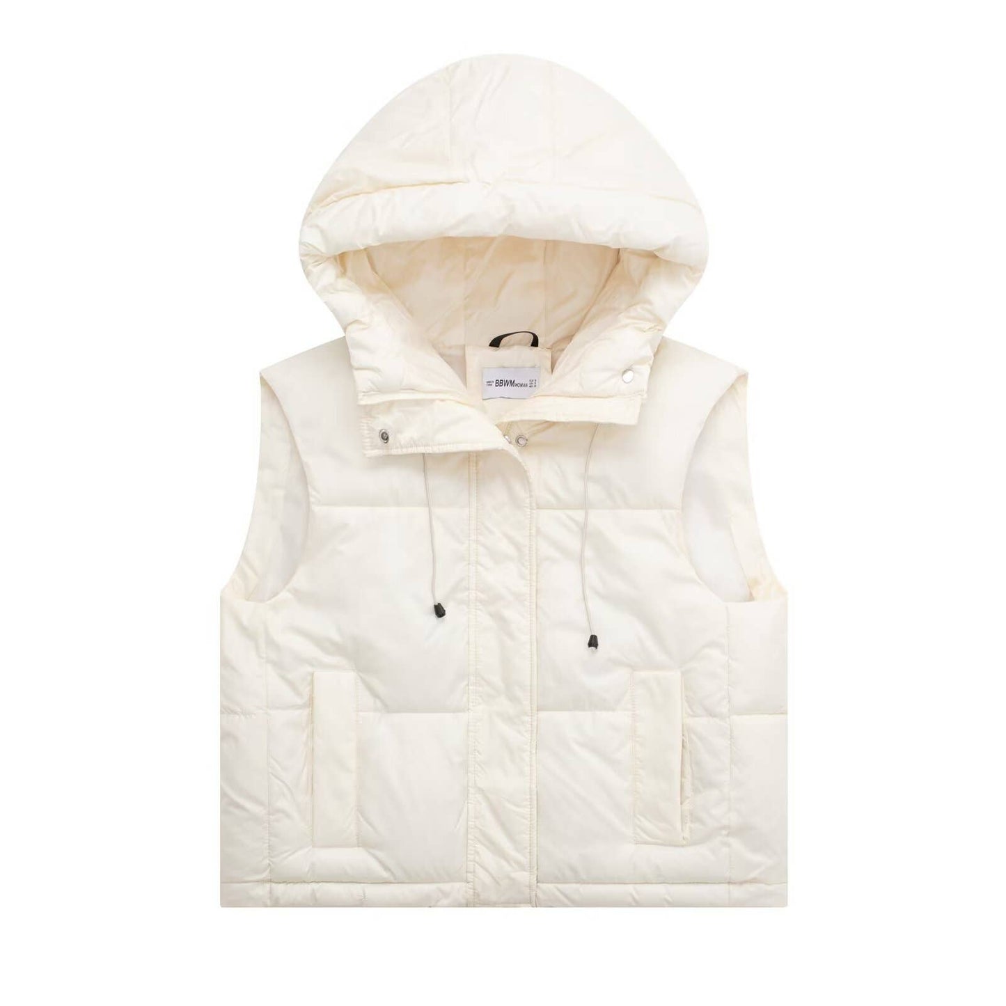 Solid-color simple and casual hooded vest jacket