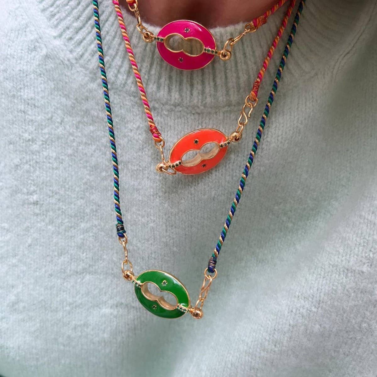 Colorful Dopamine Love Lips Pendant Necklace