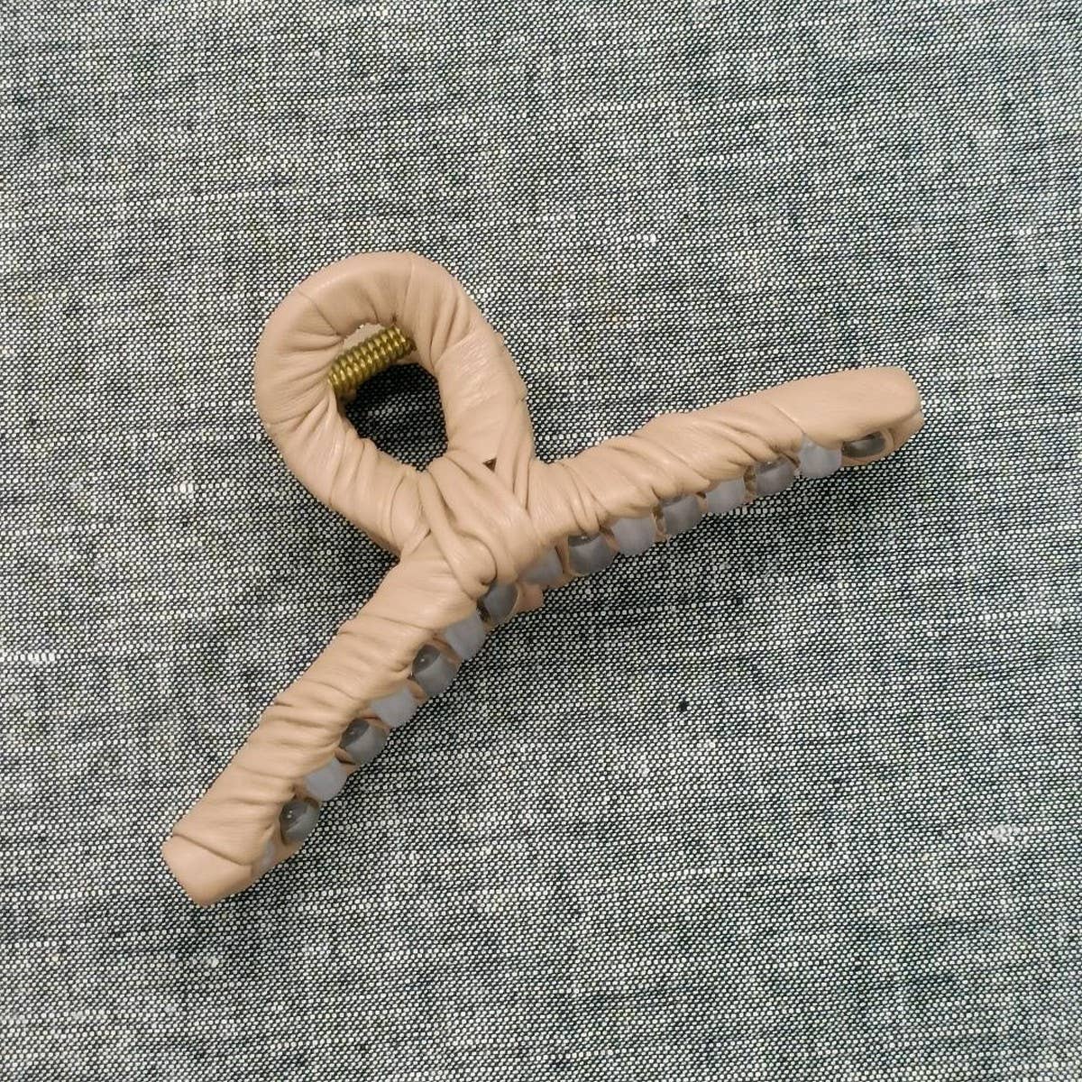 Stylish Simple PU Leather Wrapped Hair Claw_CWAHA6376