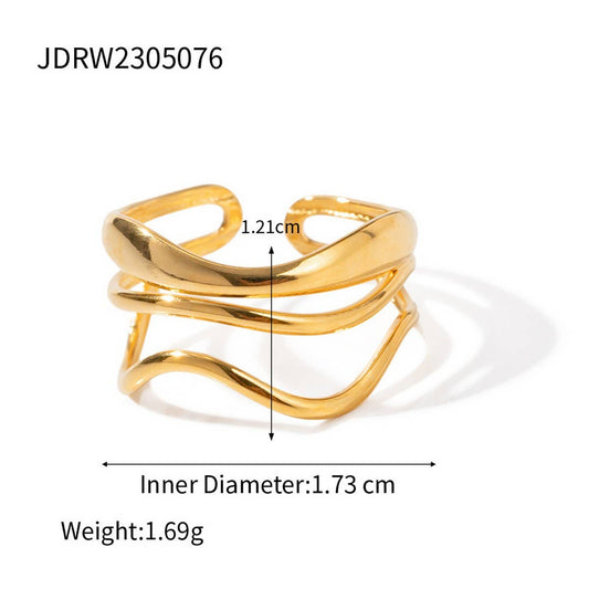 18K GOLD PLATED MULTI-LAYERED WATER RIPPLE RING_CWAJE1239