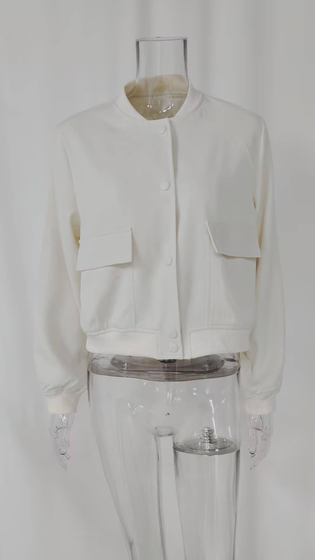 Round-neck single-breasted long-sleeved jacket