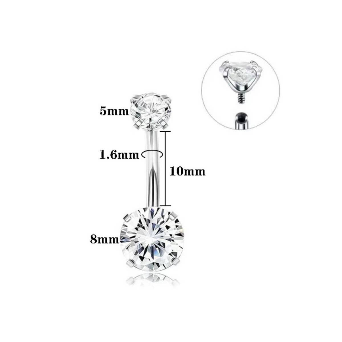Double CZ Ball Belly Ring ? Prong Set Design