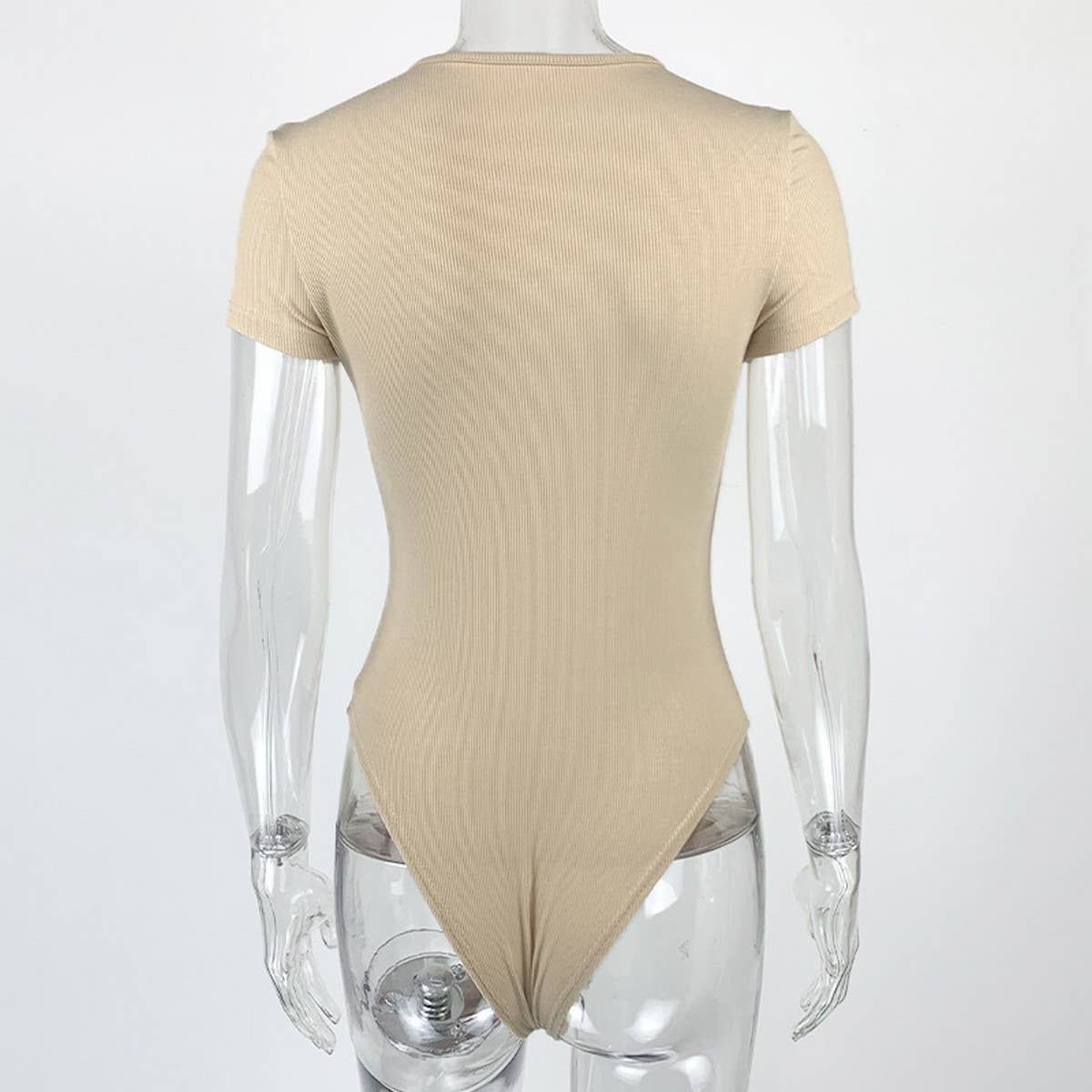 SEXY ROUND NECK SHORT SLEEVED BODYCON BODYSUIT_CWTBLS0313