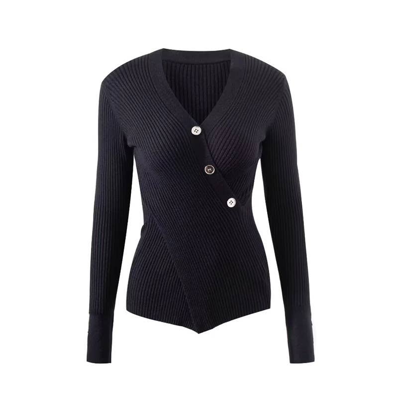 V-NECK SLIM-FIT SPLIT JUMPER KNIT BASE