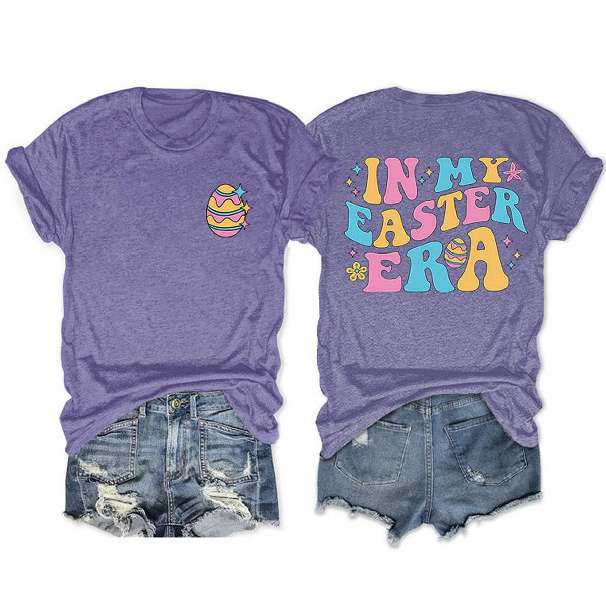 EASTER TREND DOUBLE SIDED LETTER PRINTED TEES_CWTTS0869