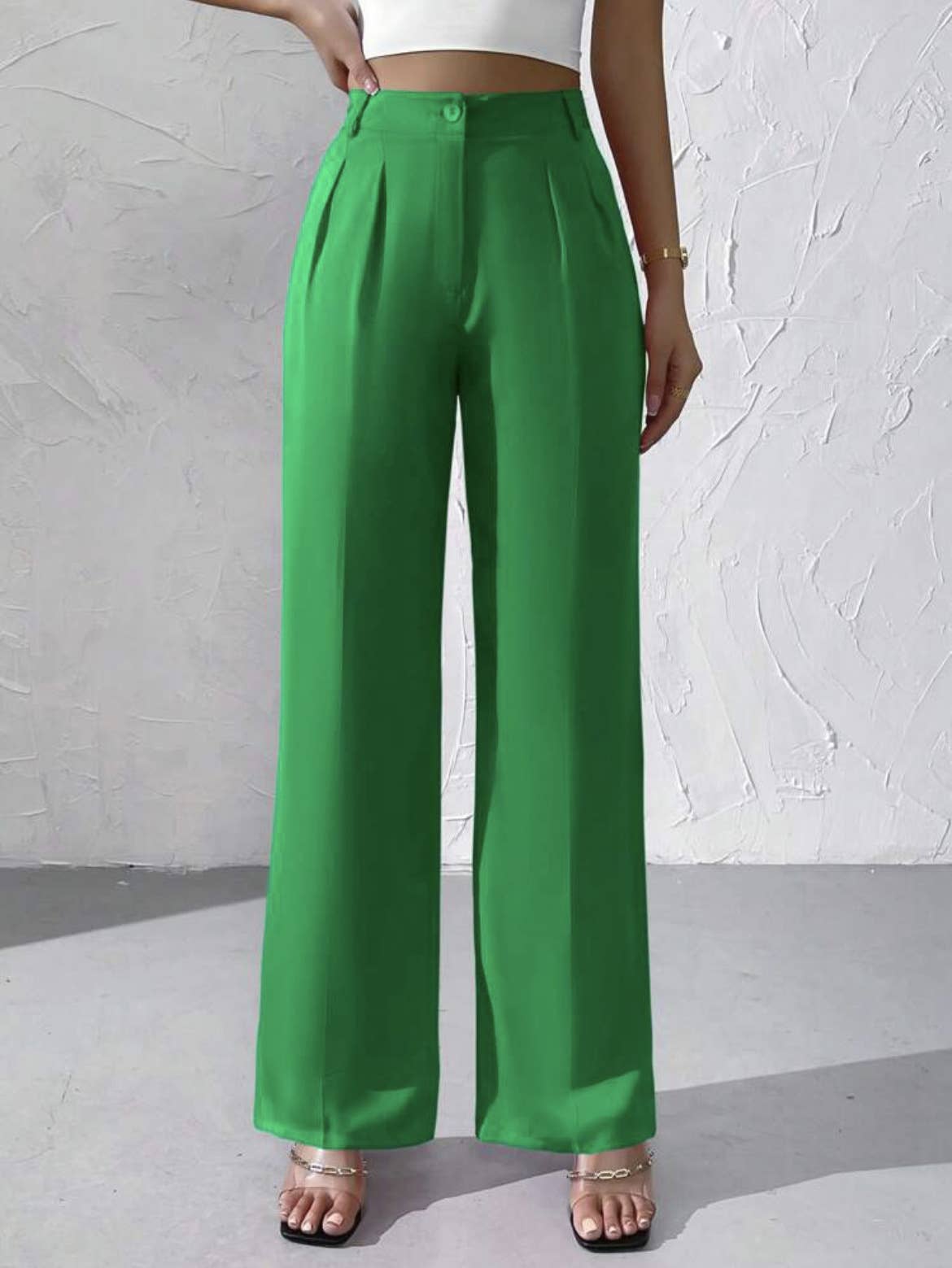 Elegant solid color dangling wide-leg suit pants