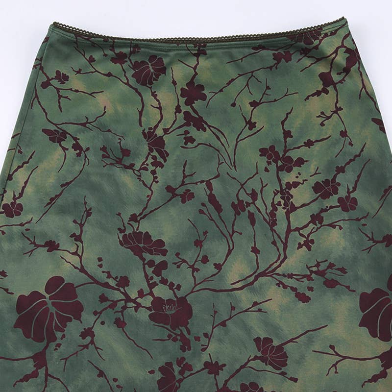 Fit Ink Print High Waist Slimming A-Line Skirt