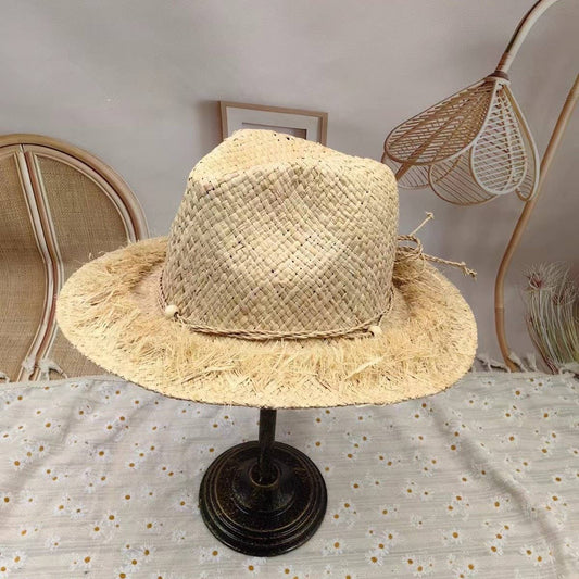 Fashion simple raffia straw hat for women_CWAH3586