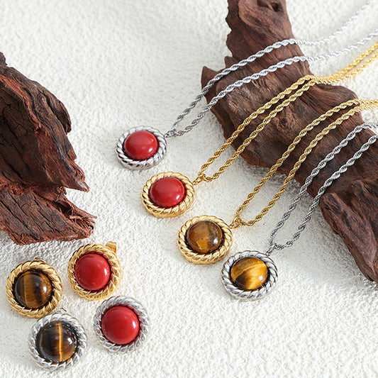 TURQUOISE VINTAGE PENDANT EARRINGS NECKLACE