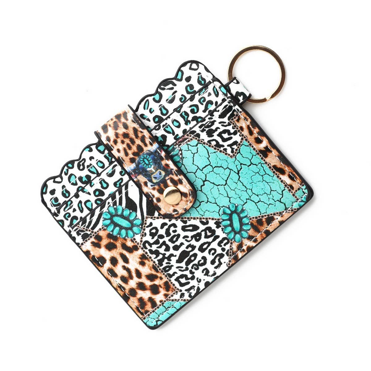 PU Leather Card Holder with Keychain & ID Slot_CWAB4938