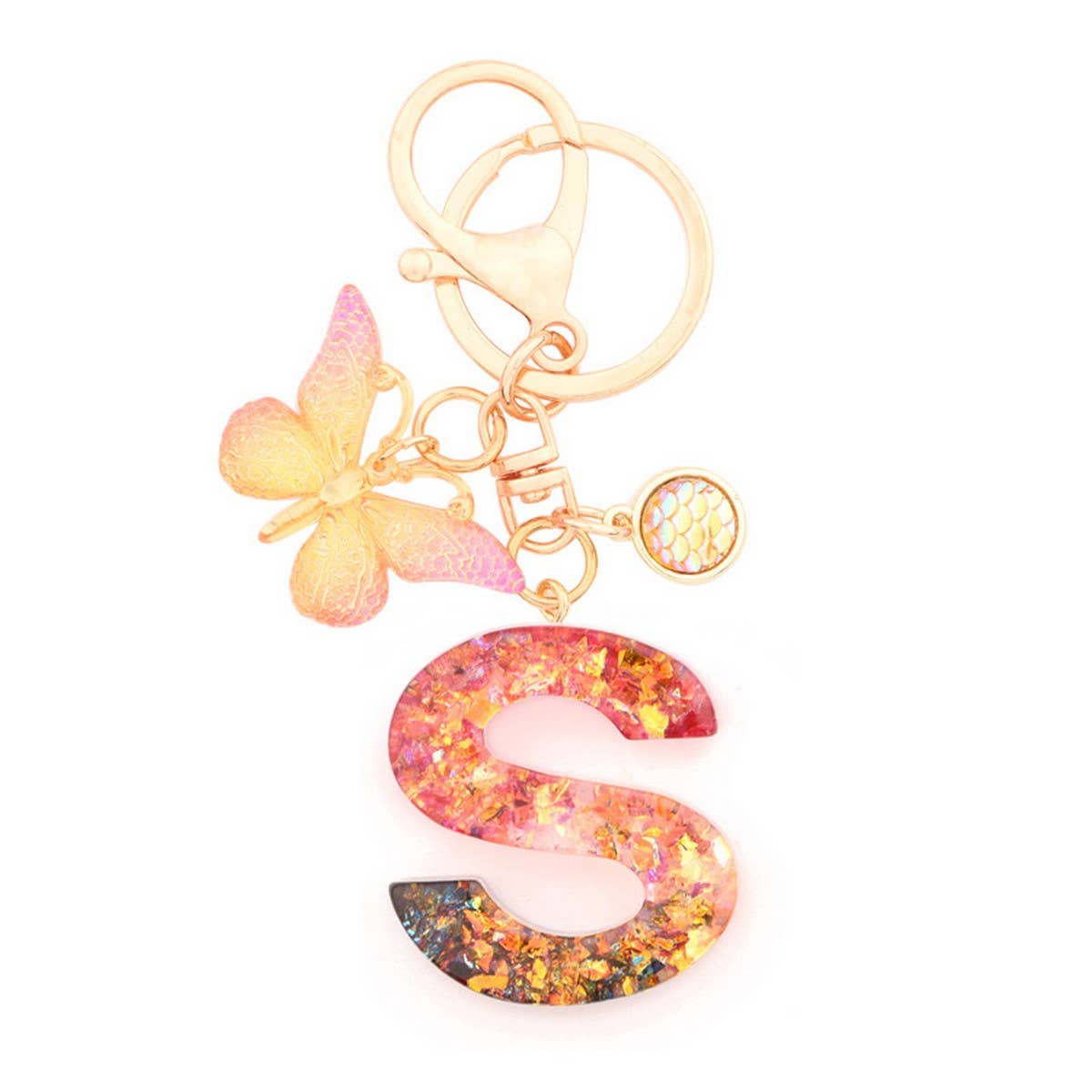 Creative Crystal Letter Keychain with Resin Sequins_CWAB5021