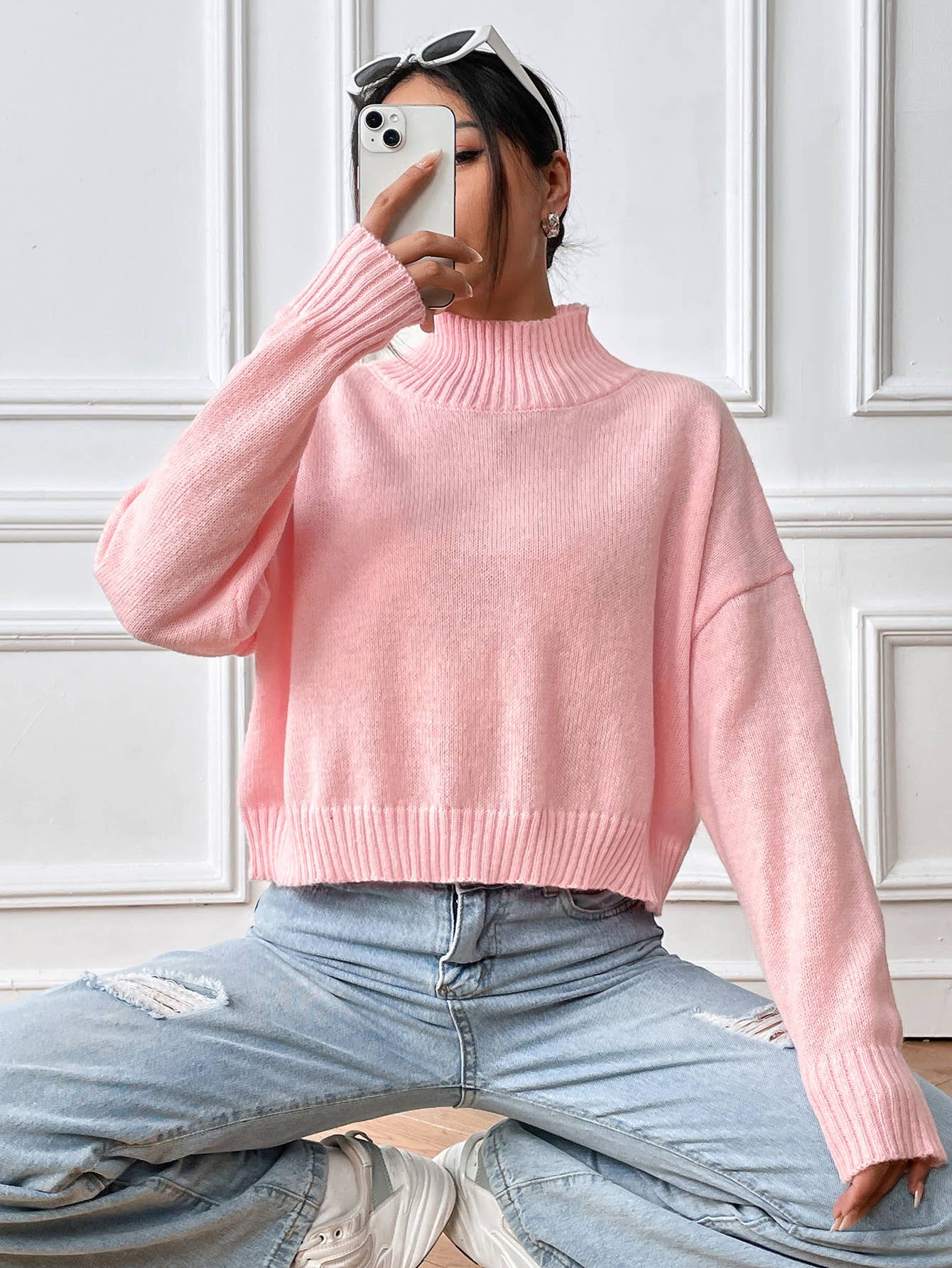 TURTLENECK SWEATER SOLID COLOR LOOSE CASUAL BASE