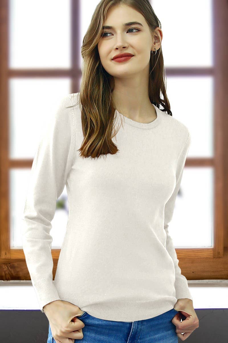 AWOSWL283_LONG SLEEVE CREW NECK PULLOVER SWEATER