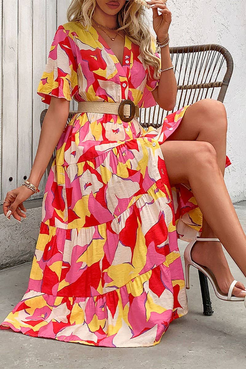 CWDMD4485_NEW SUMMER CARDIGAN PRINTED MIDI DRESS