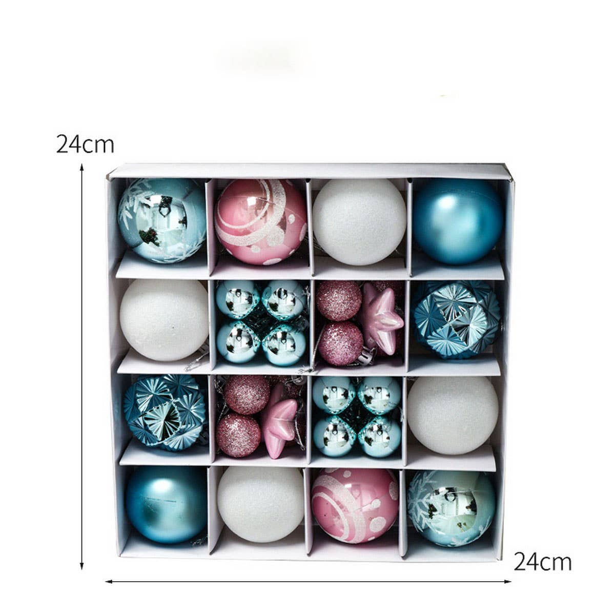 CWMM10427_36PCS CHRISTMAS TREE ORNAMENTS SHINY BAUBLES SET