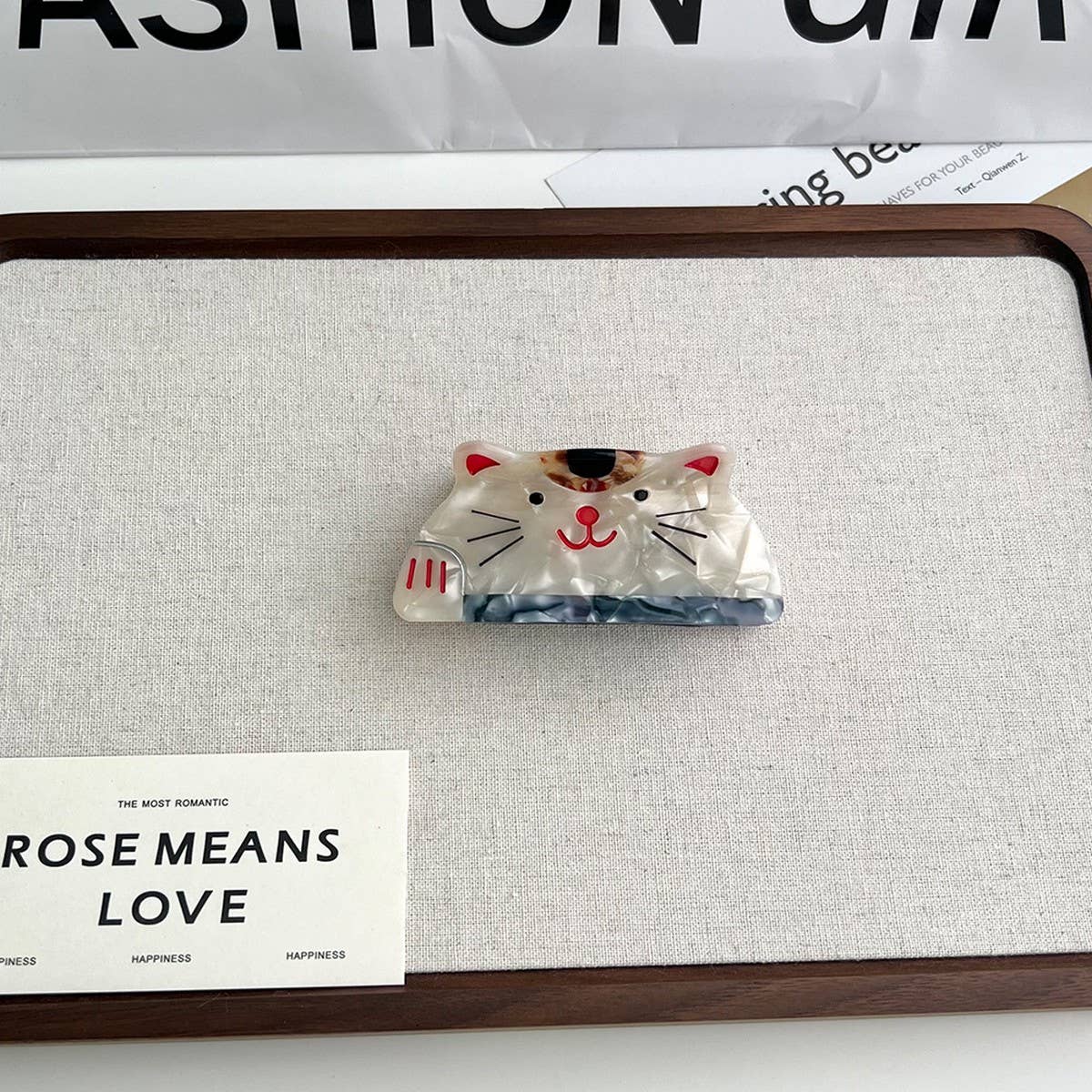 Cute Cartoon Cat Acetate Hair Clip with Bunny