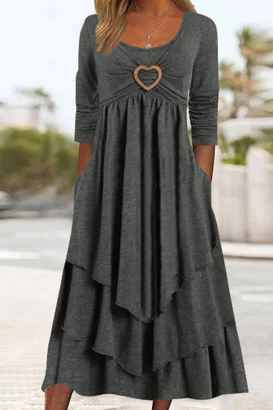 CWDMD4040_WAIST HEART-SHAPED DECORATION CAKE HEM DRESS