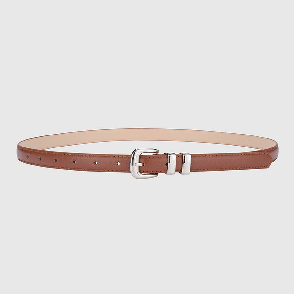 CWABE0877_SIMPLE SILVER BUCKLE DECORATIVE THIN BELT