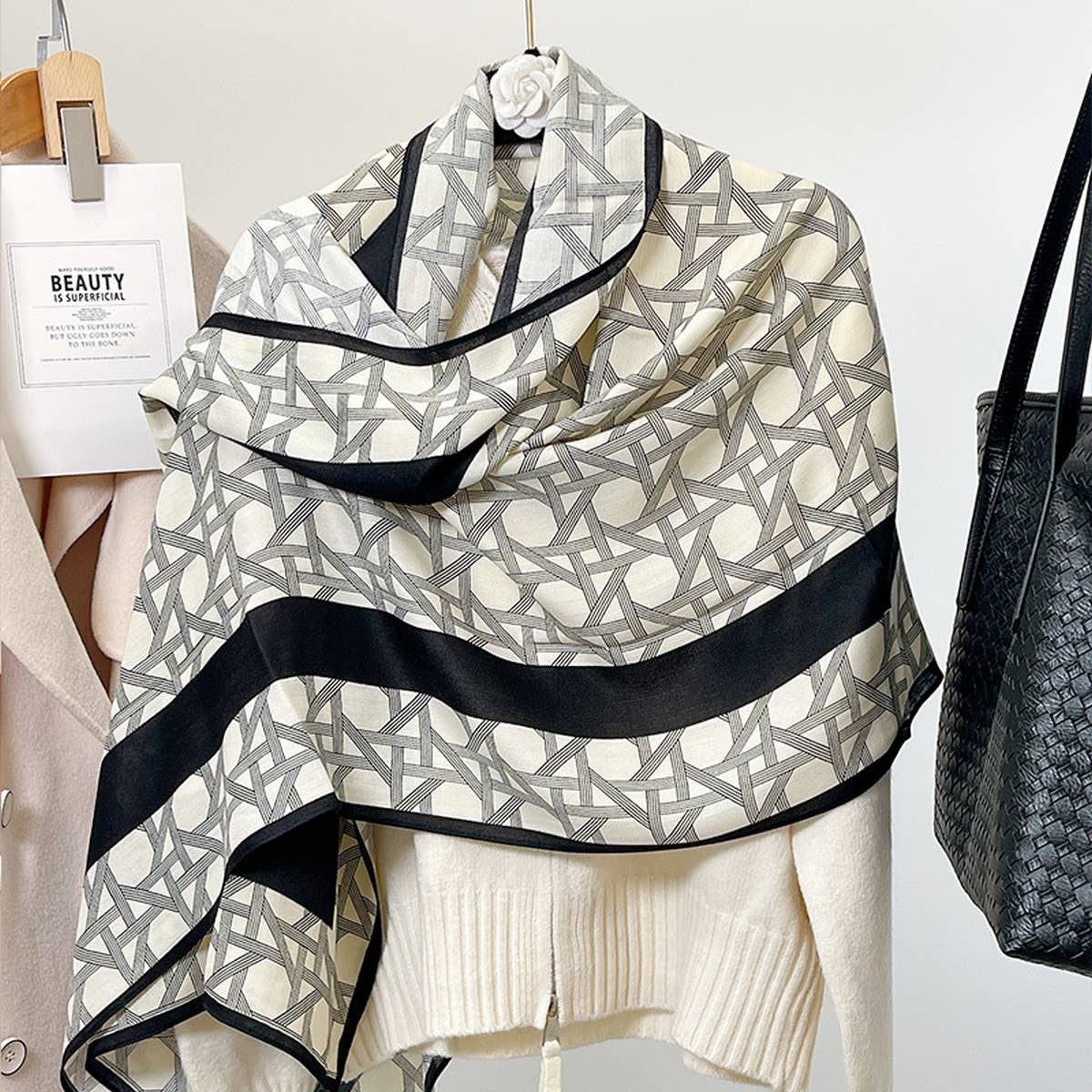 Velvet Scarf - Fall/Winter Floral Wrap for Women