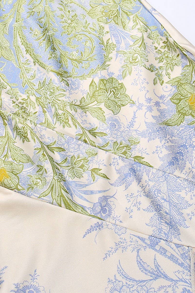 CWDTD0393_RETRO TEMPERAMENT MESH PRINTED TULLE DRESS