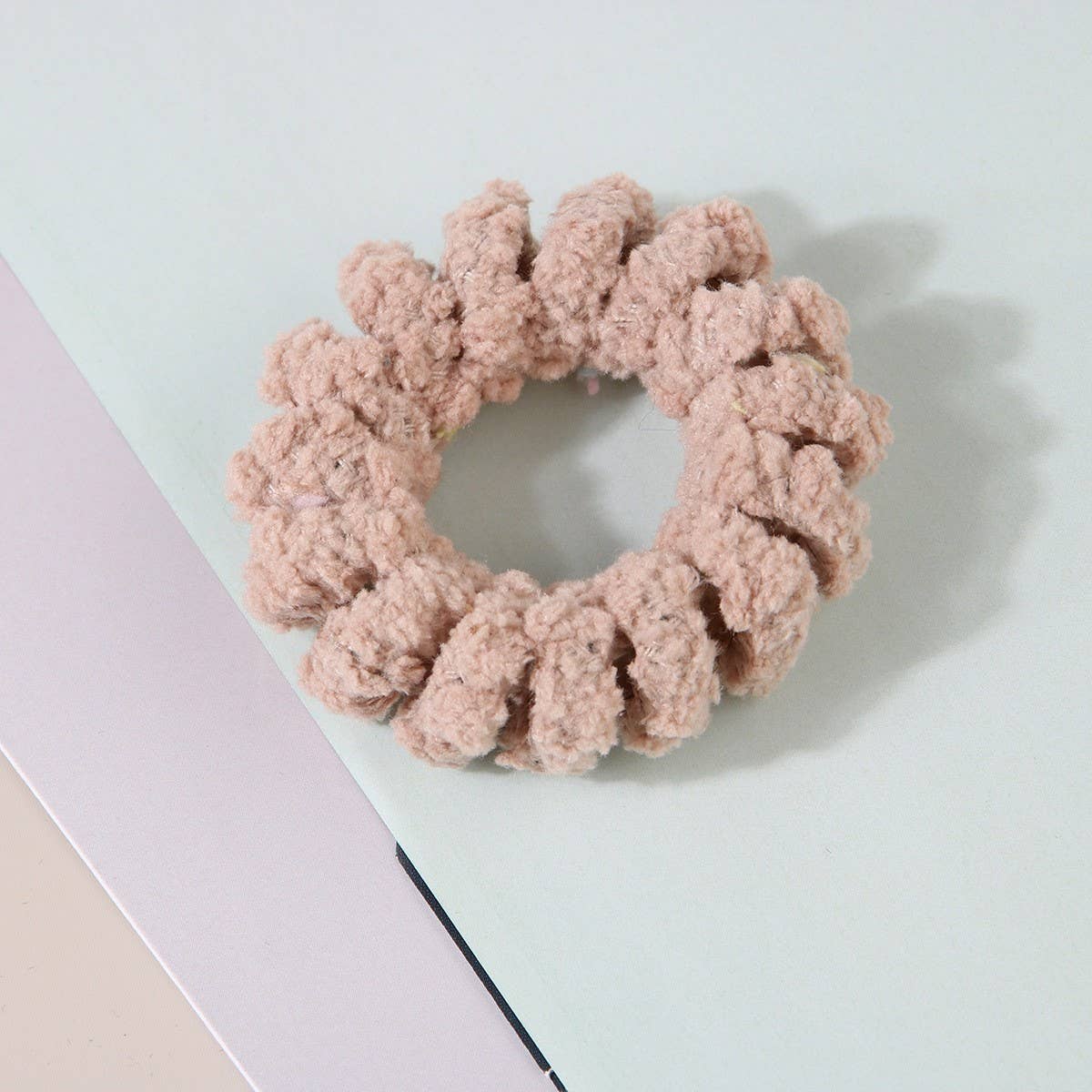 CWAHA07439_FUZZY TELEPHONE CORD HAIR TIE FOR WOMEN