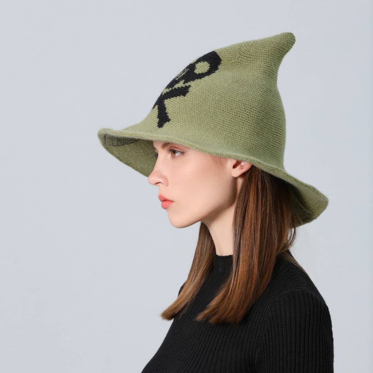 CWAH1681_Halloween Skull Knitted Wizard Hat