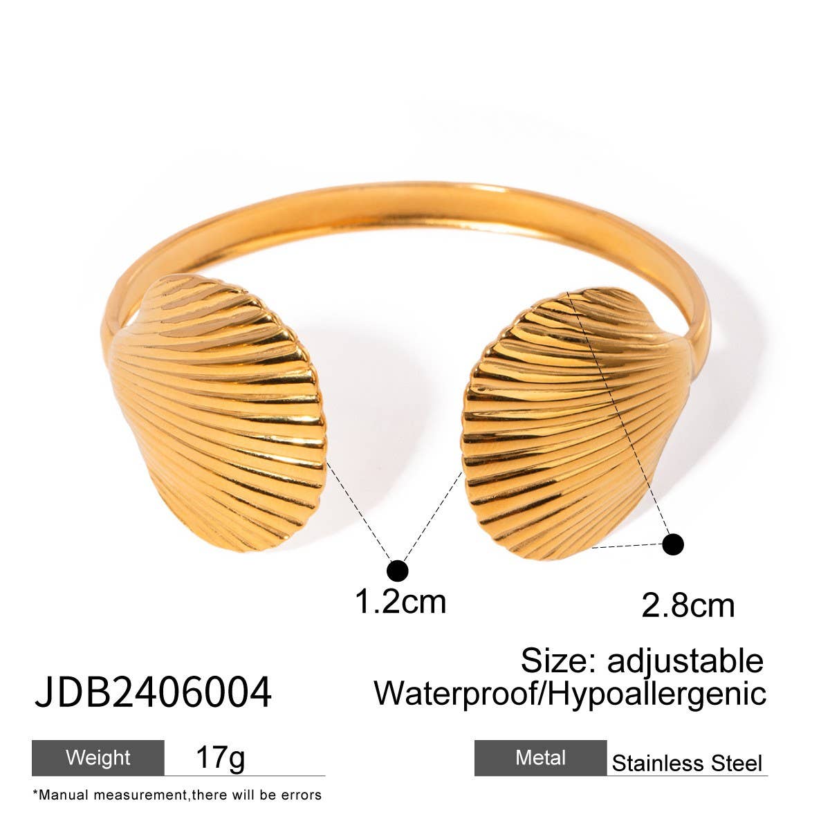 18K Gold Seashell Open Cuff, Vintage Style_CWAJE4664