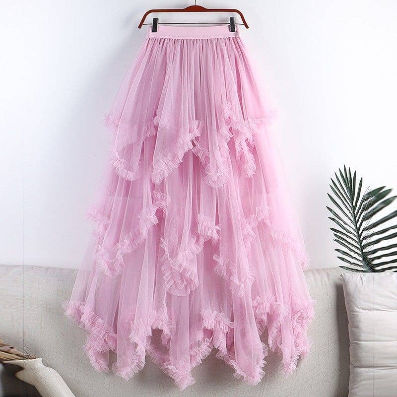 CWBSS0460_LAYERED ORGANZA TIERED MAXI CAKE SKIRT