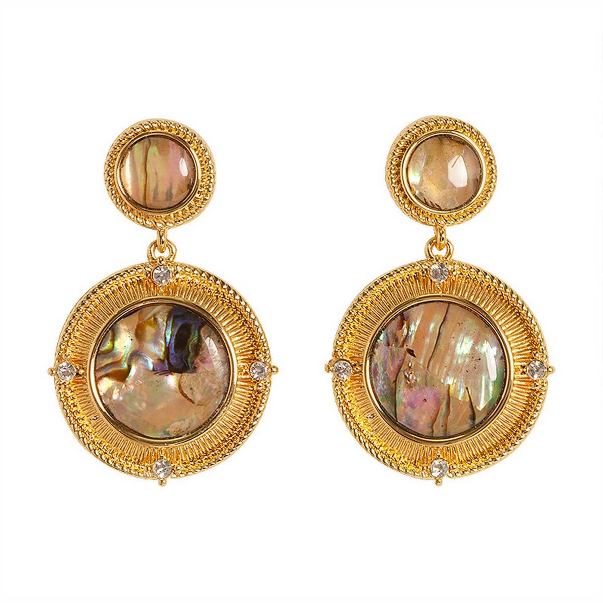 COLORFUL ABALONE EARRINGS WITH DIAMOND AND ZIRCON