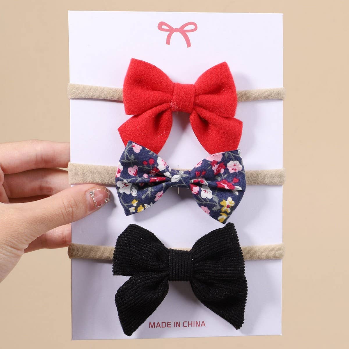 Corduroy Bow Baby Headband Set for Girls