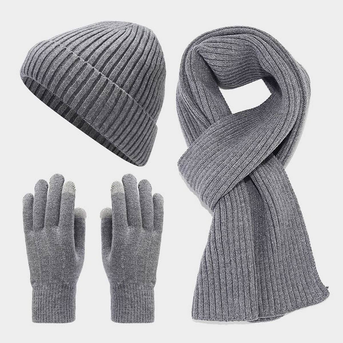 THICK WARM SCARF GLOVES HAT THREE-PIECE SET_CWAH1584