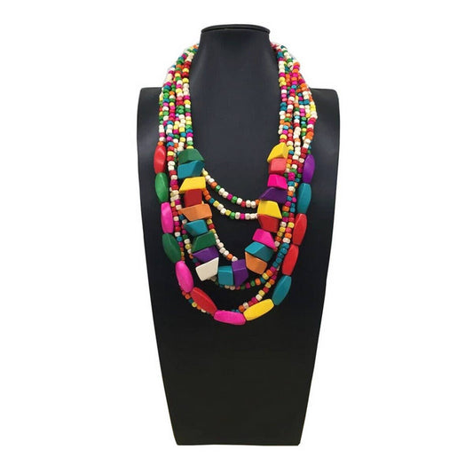 BOHEMIAN MULTI-LAYER COLORFUL WOODEN BEAD NECKLACE_CWMM4909