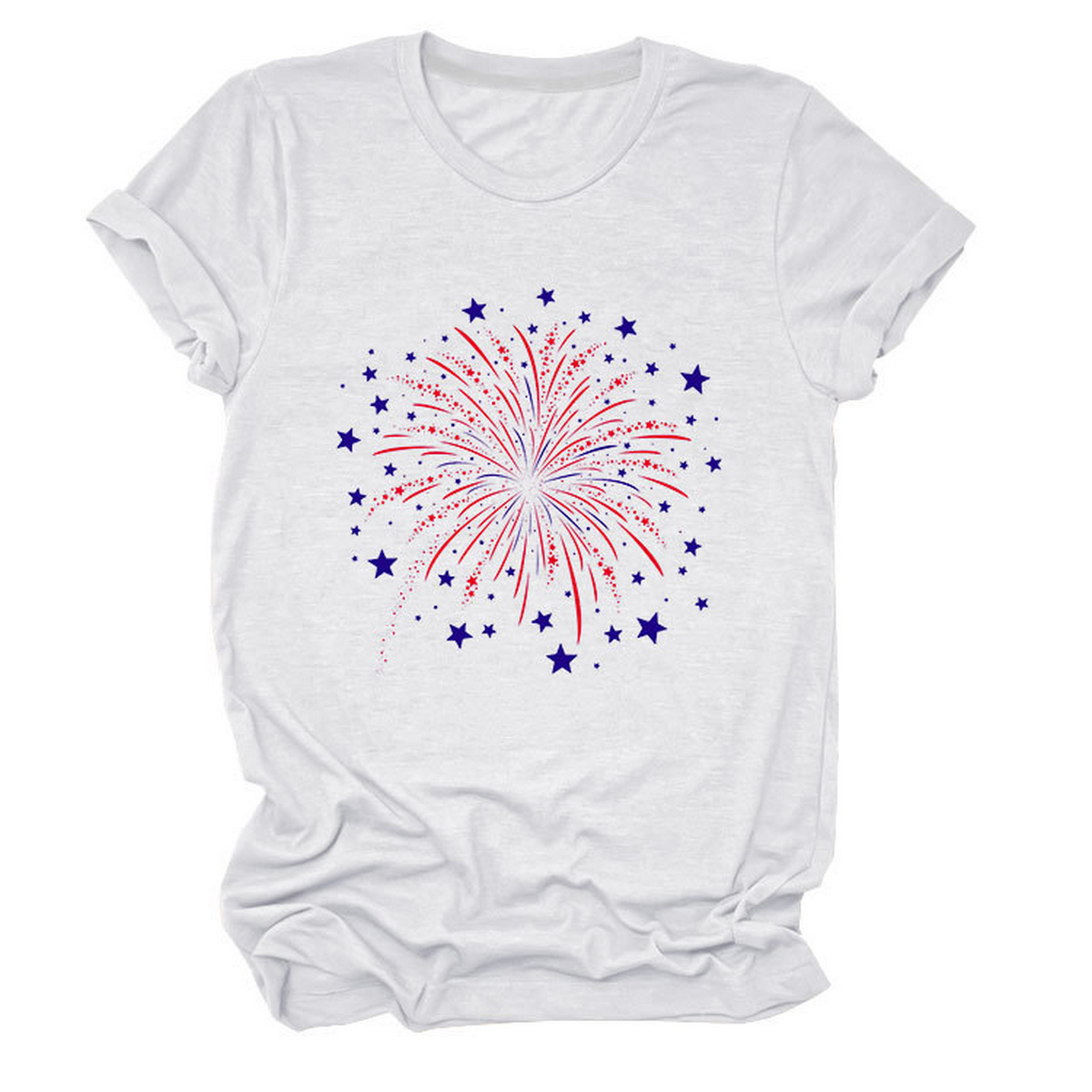 Trendy Loose Star Fireworks Graphic Tee for Women