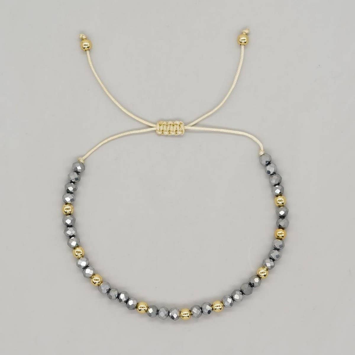 CRYSTAL GOLD BEADED HAND-WOVEN BRACELET