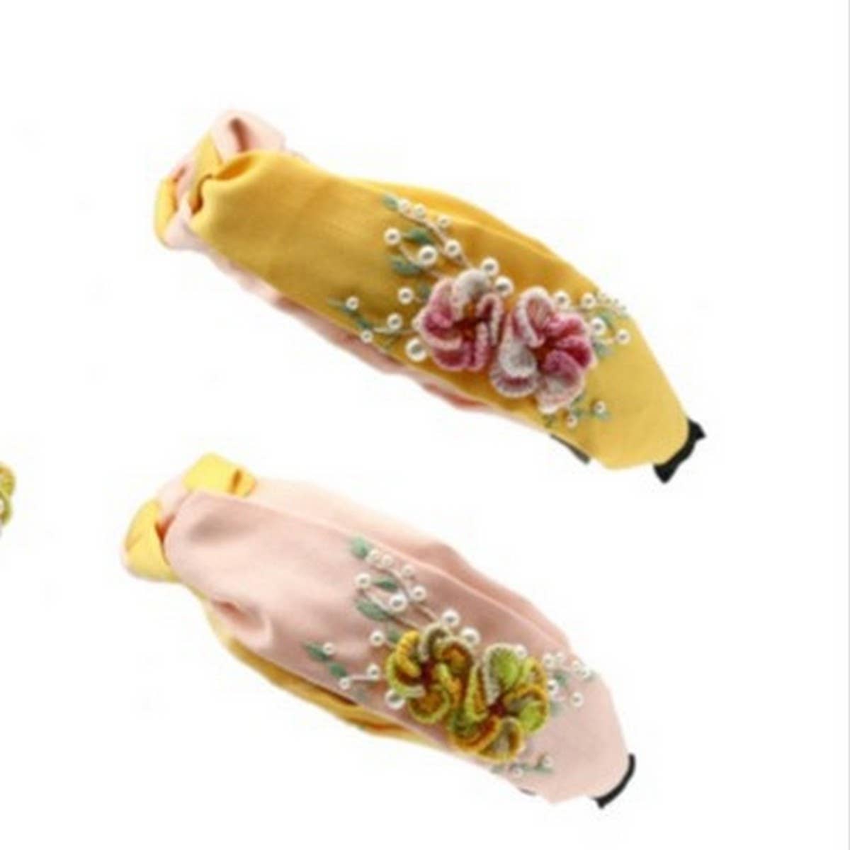 Handcrafted Embroidered Two-Tone Rose Headband