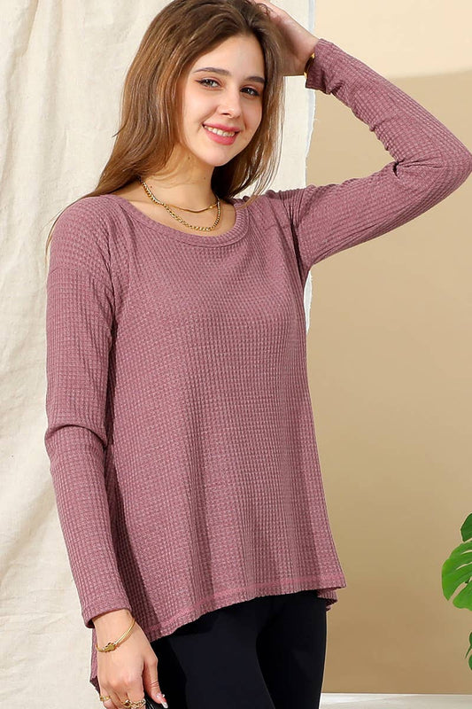 Cwttl1474_Casual Round Neck Loose Fit Long Sleeve Tops