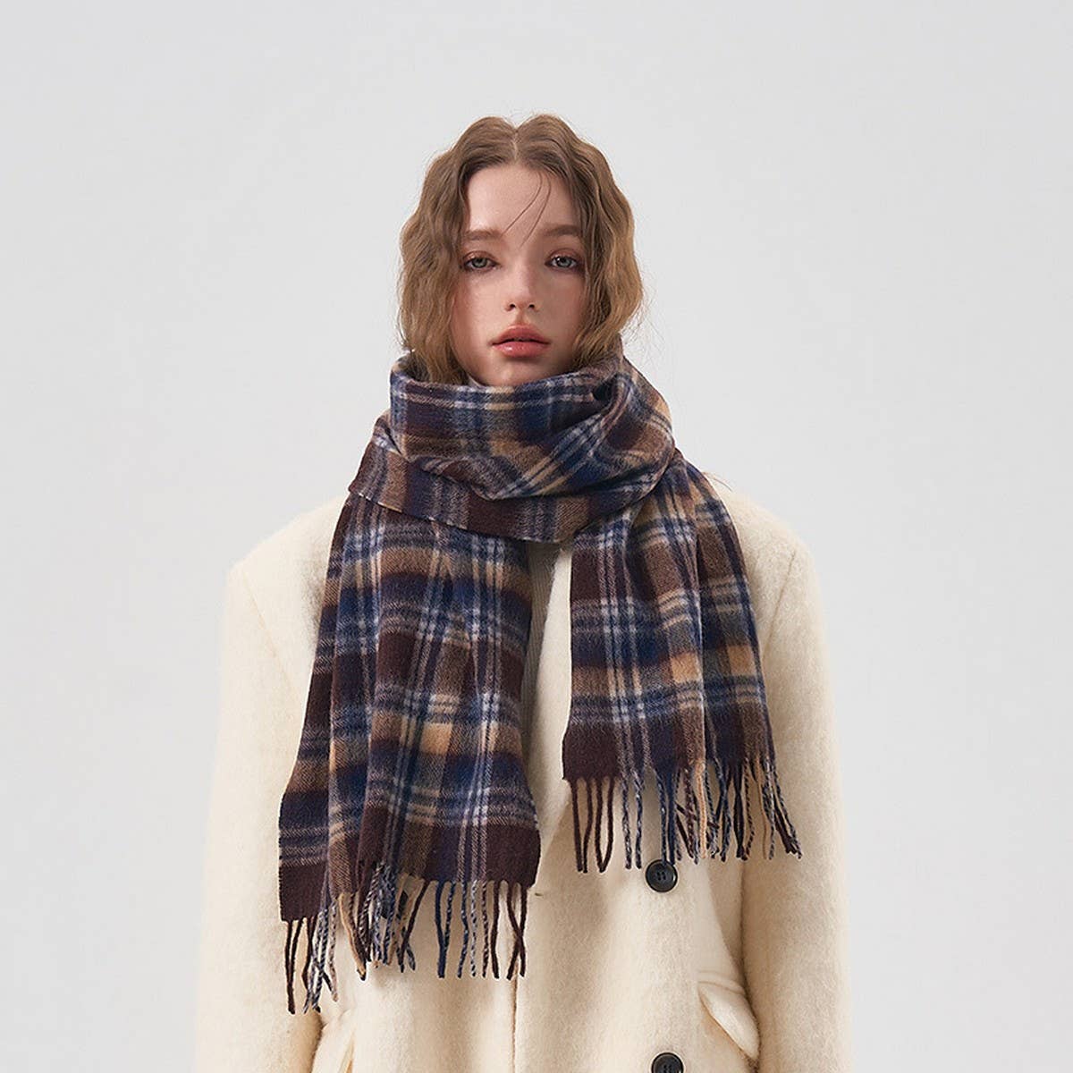 Nordic Plaid Wool Scarf ??Warm Winter Couple Wrap_CWASC2357