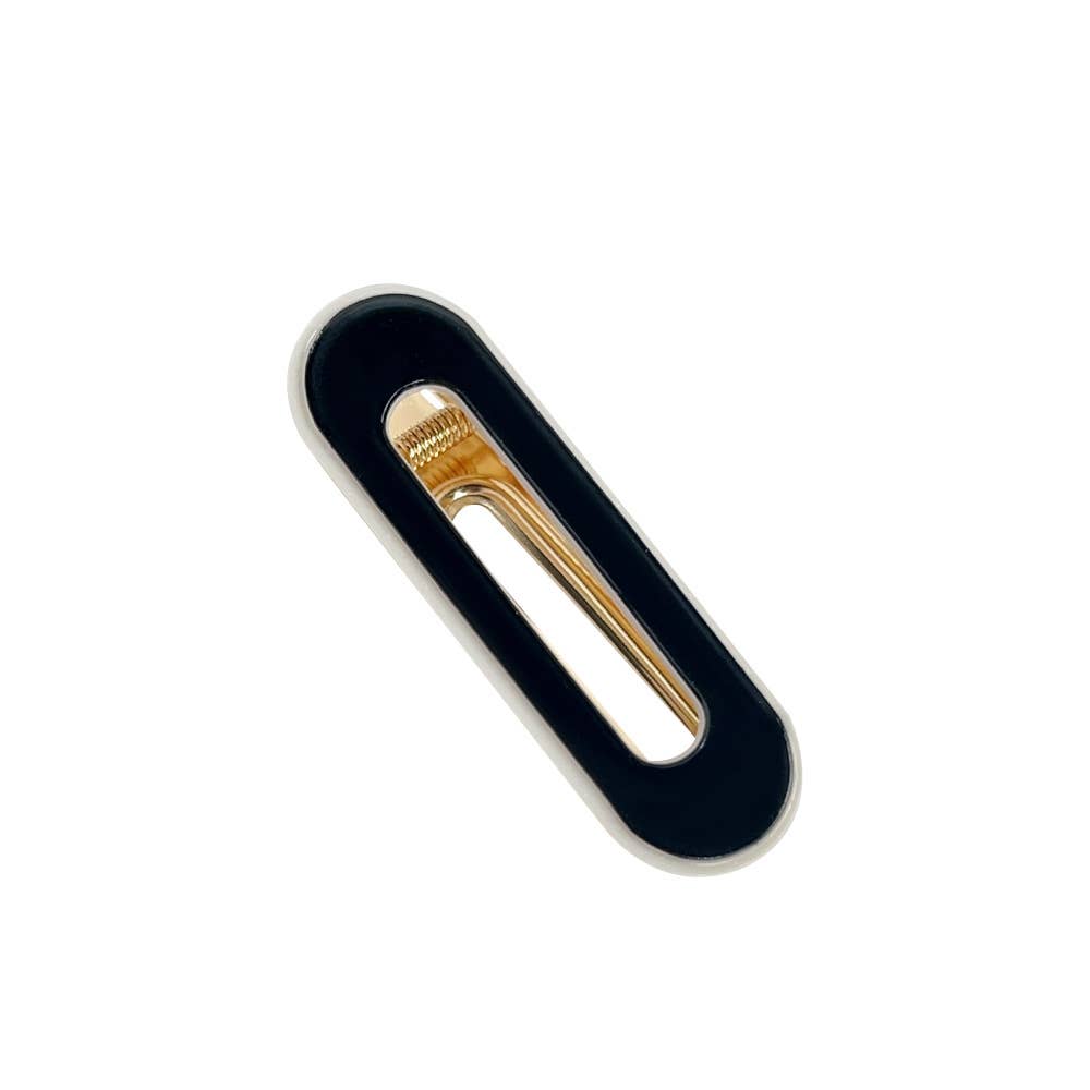 Seamless bangs clip black and white hairpin