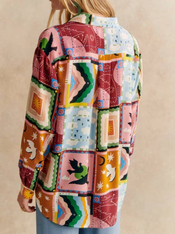 STYLISH PRINTED LAPEL SINGLE-BREASTED SHIRT