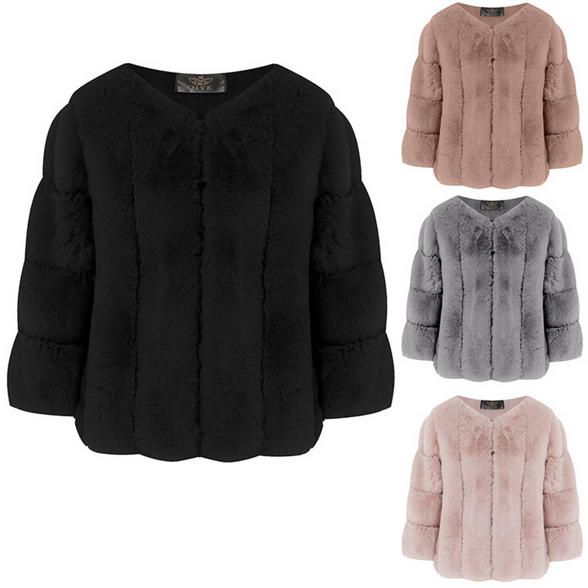 Trendy Women's Faux Fur Round Neck Short Coat
