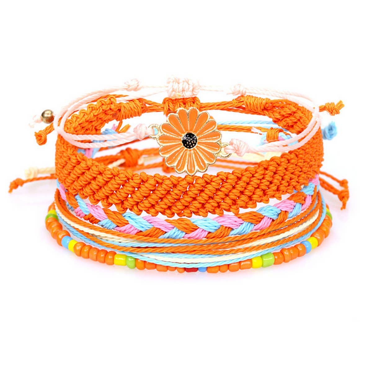 SUNFLOWER DAISY MIXED COLOR WOVEN BRACELET