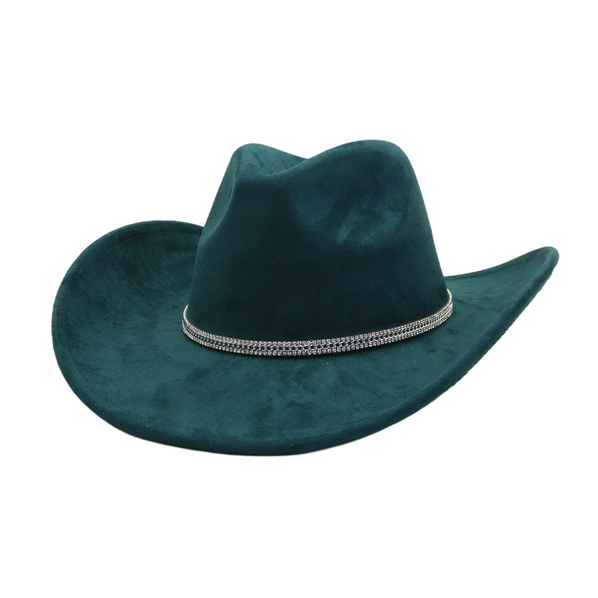 Suede Denim Cowboy Fedora Hat Western Ethnic Style_CWAH04394