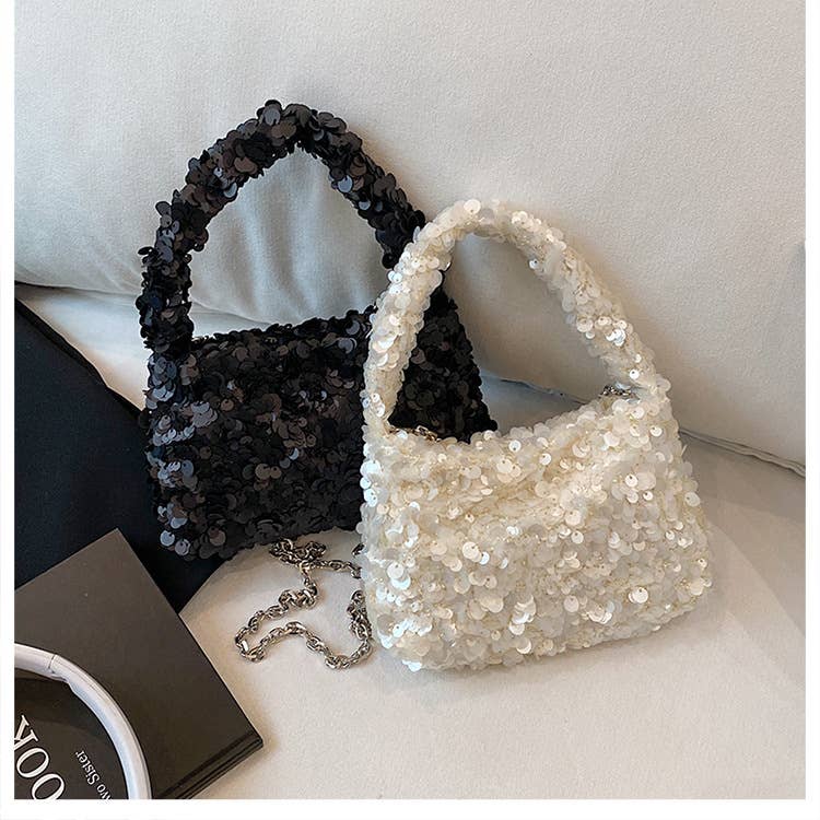 Sequined versatile pleated crossbody bag