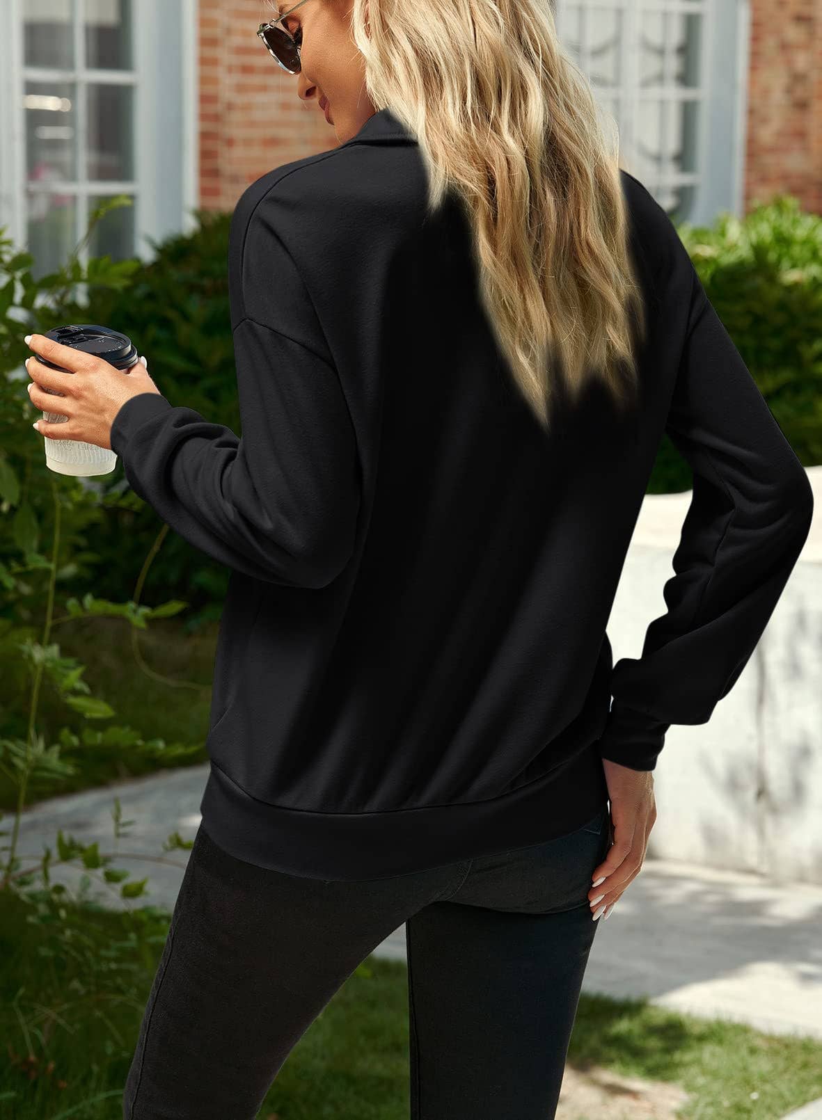 SOLID COLOR LONG-SLEEVED BAGGY BLOUSE